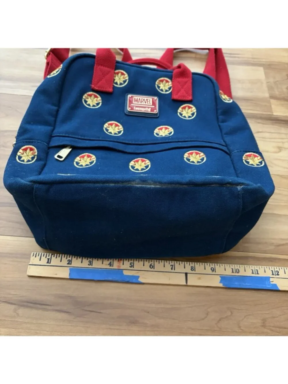 Disney Parks Loungefly Captain Marvel Canvas Mini Backpack Blue Red